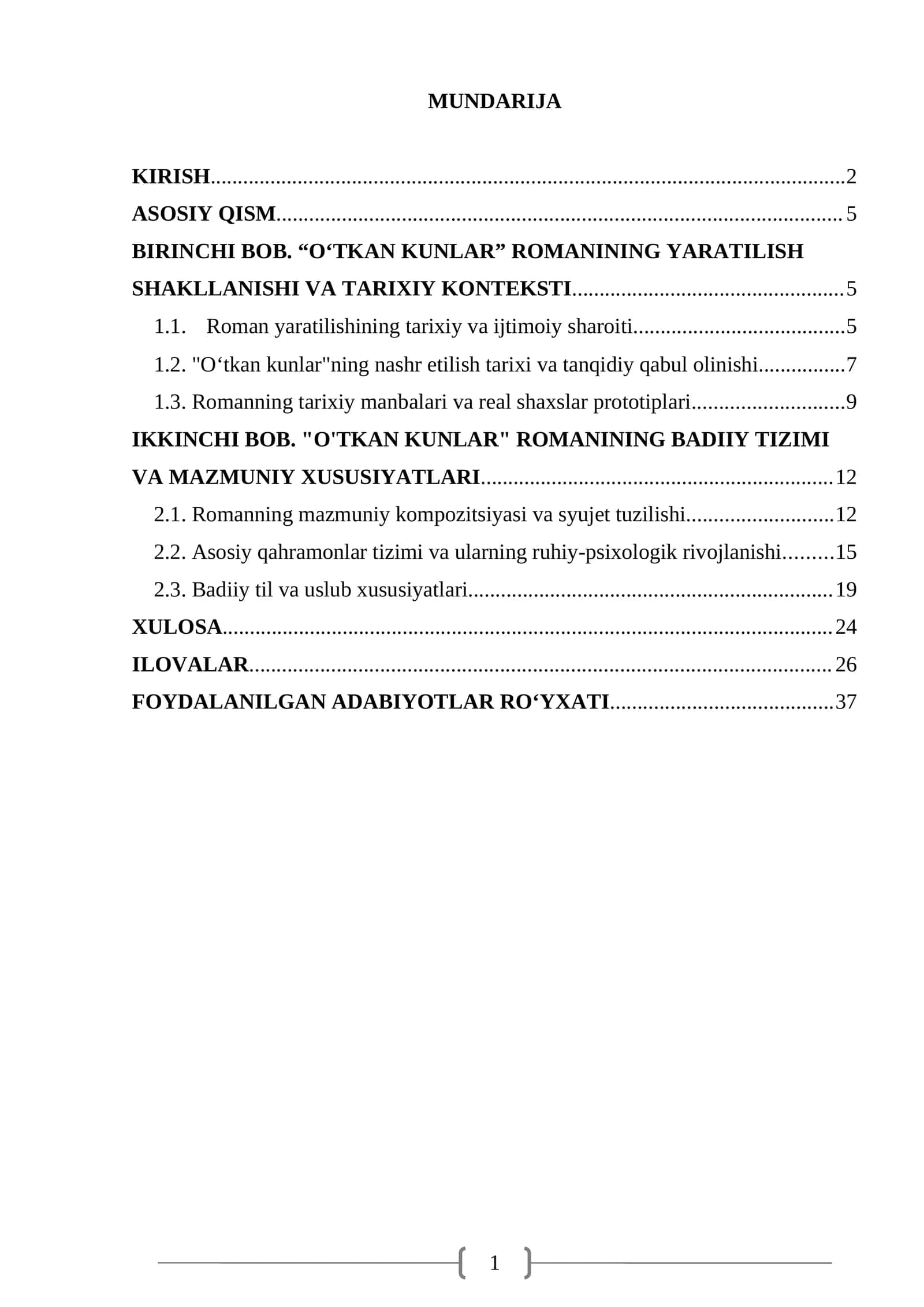Abdulla Qodiriyning “Oʻtkan kunlar” romani 1
