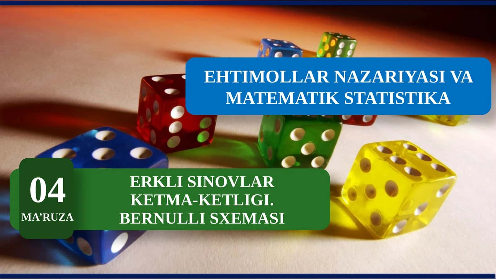 ERKLI SINOVLAR KETMA-KETLIGI. BERNULLI SXEMASI 1