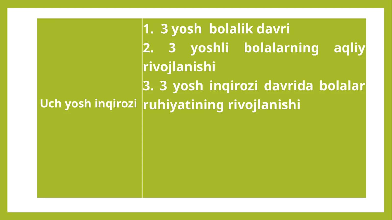 UCH YOSH INQIROZI VA ILK BOLALIK DAVRI 1