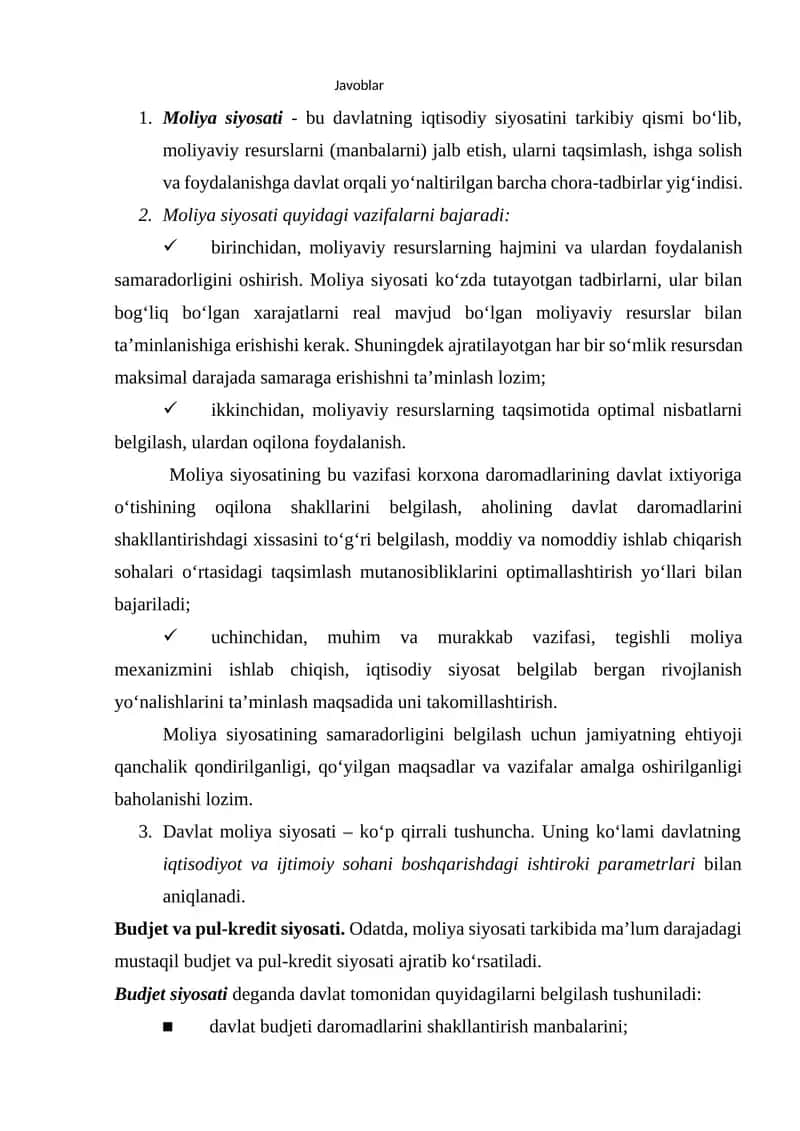 Moliya siyosati 1