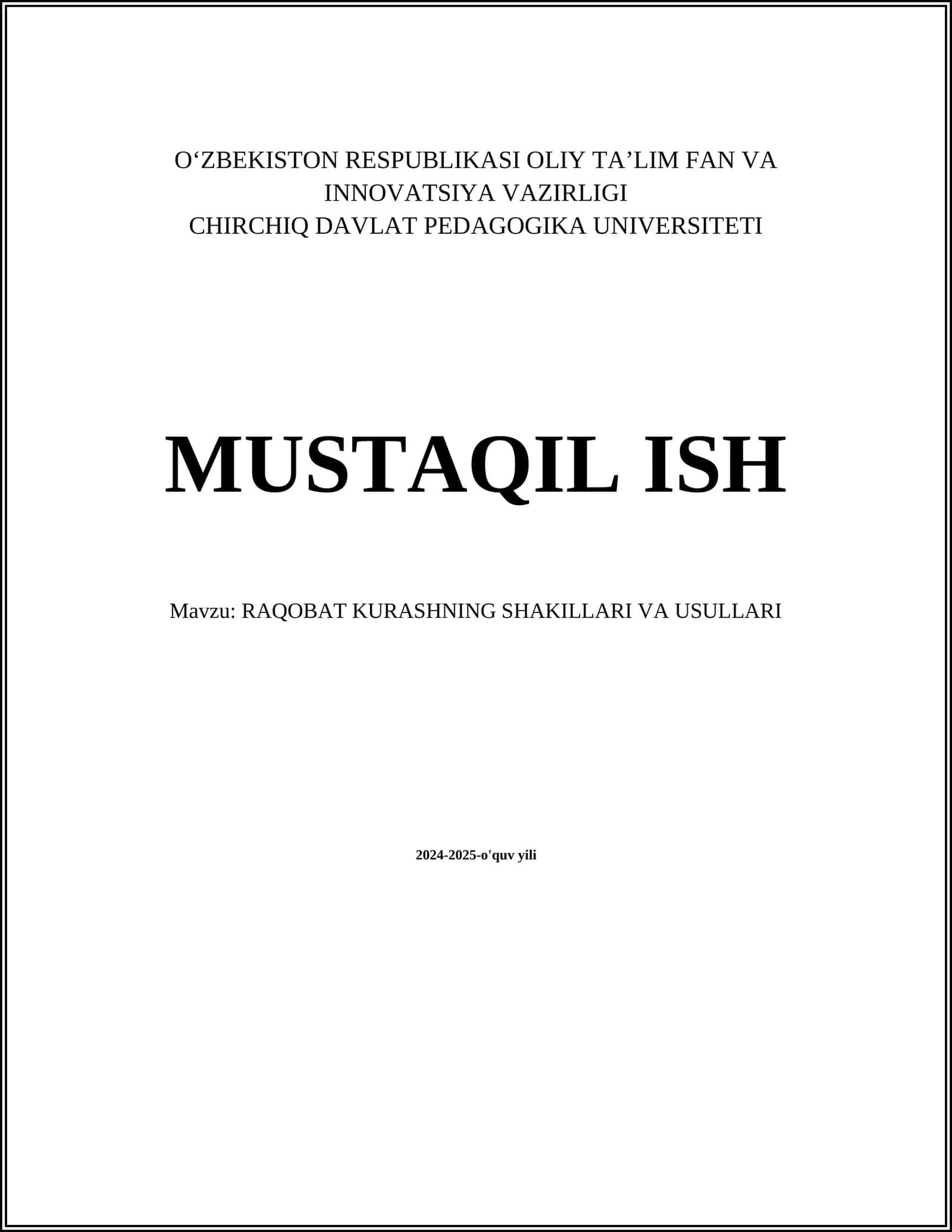 RAQOBAT KURASHNING SHAKILLARI VA USULLARI 1