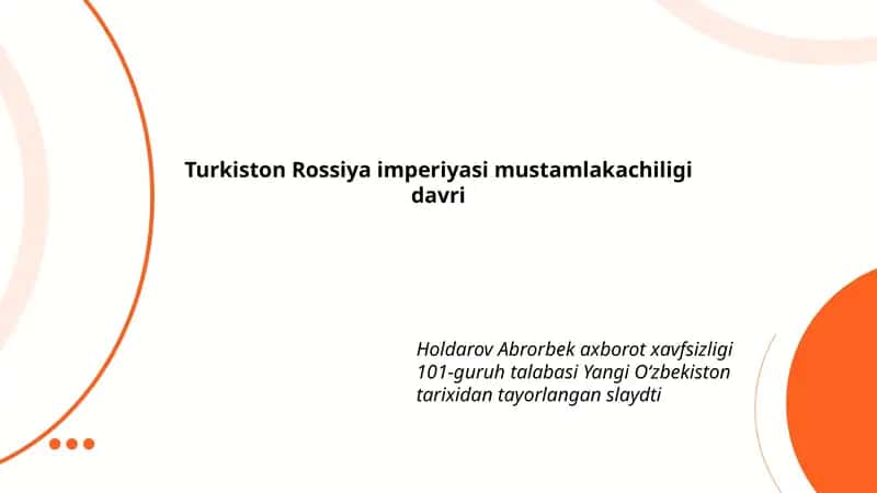 Turkiston Rossiya imperiyasi mustamlakachiligi davri 1