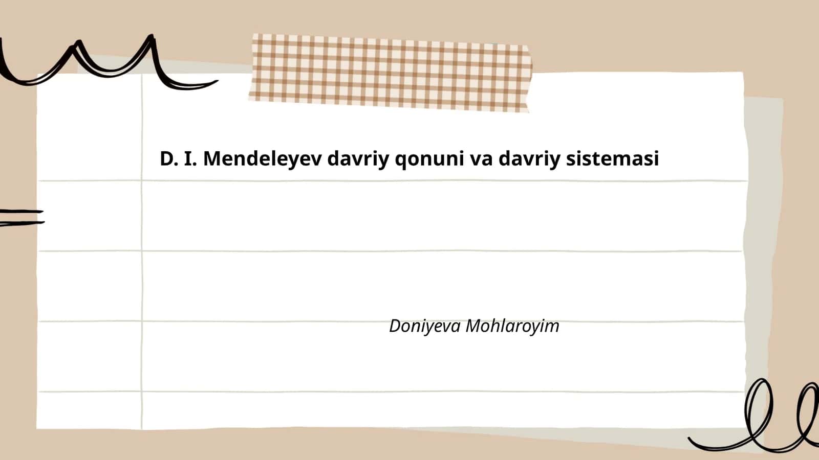 D. I. Mendeleyev davriy qonuni va davriy sistemasi 1