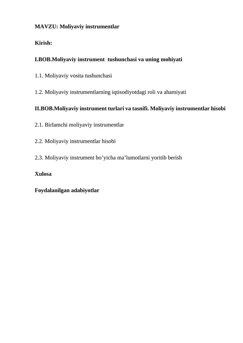 Moliyaviy instrumentlar 1