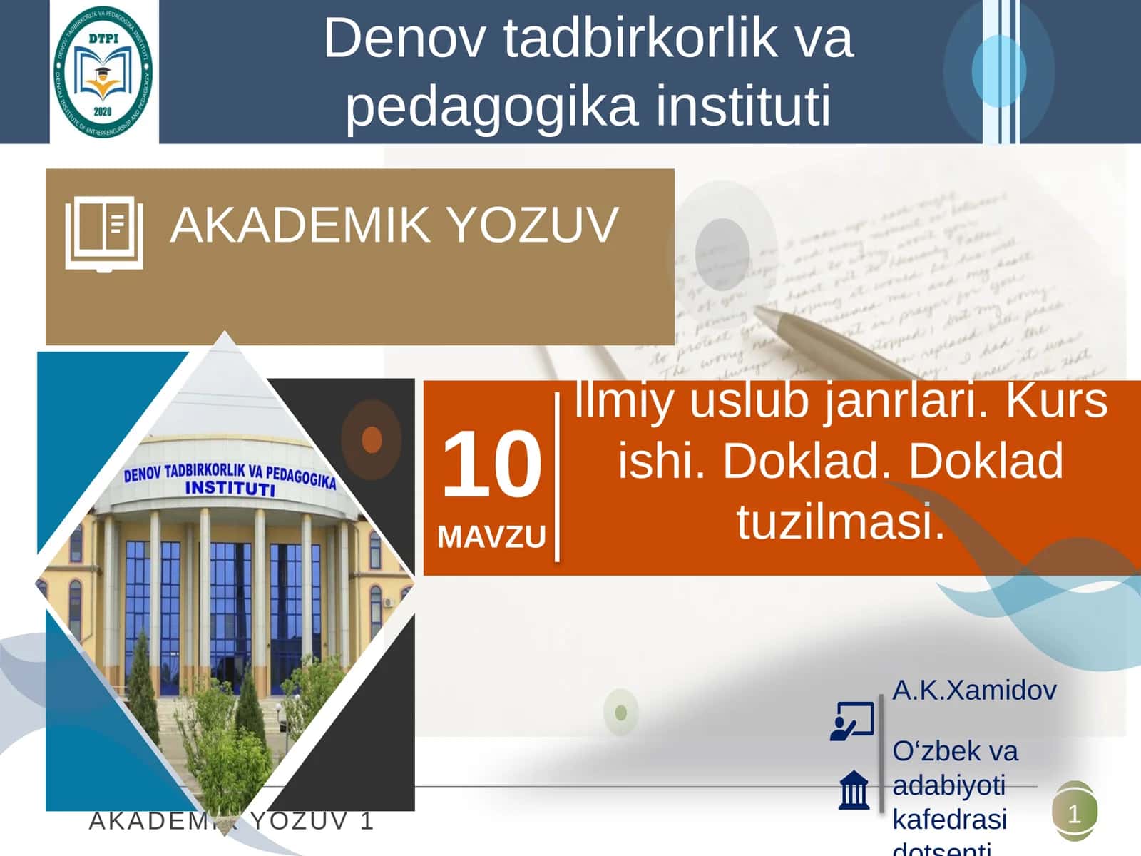 AKADEMIK YOZUV 1