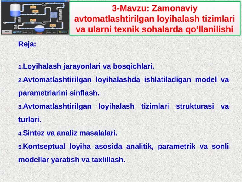 Zamonaviy avtomatlashtirilgan loyihalash tizimlari va ularni texnik sohalarda qo‘llanilishi 1