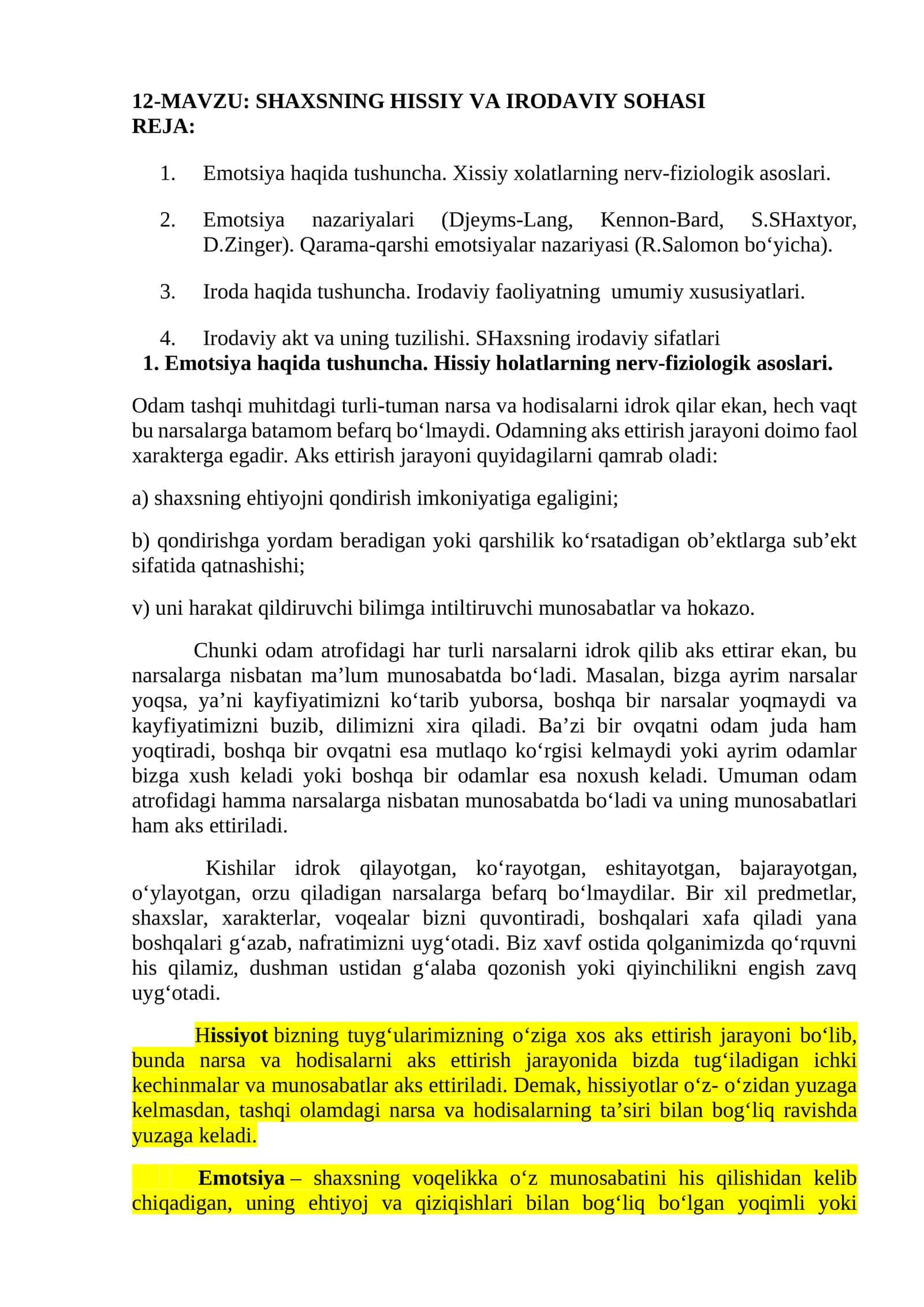 SHAXSNING HISSIY VA IRODAVIY SOHASI 1