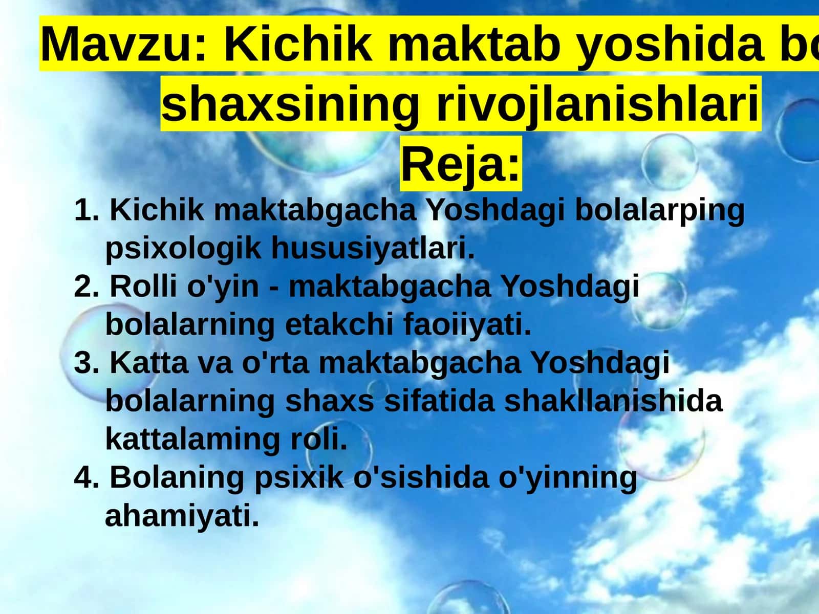 Kichik maktabgacha Yoshdagi bolalarping psixologik hususiyatlari 1