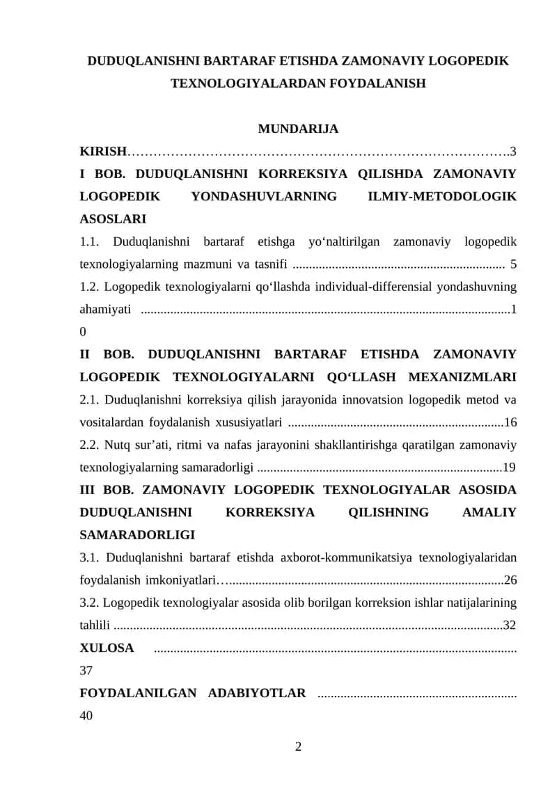 DUDUQLANISHNI BARTARAF ETISHDA ZAMONAVIY LOGOPEDIK TEXNOLOGIYALARDAN FOYDALANISH 1