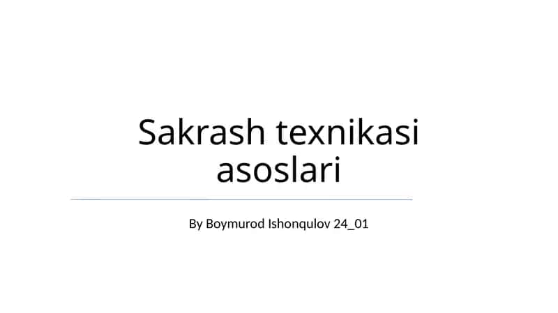 Sakrash texnikasi asoslari 1