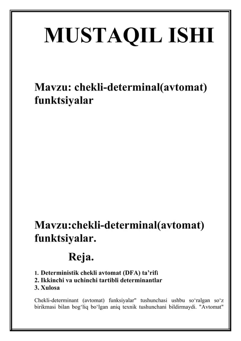 chekli-determinal (avtomat) funksiyalar 1