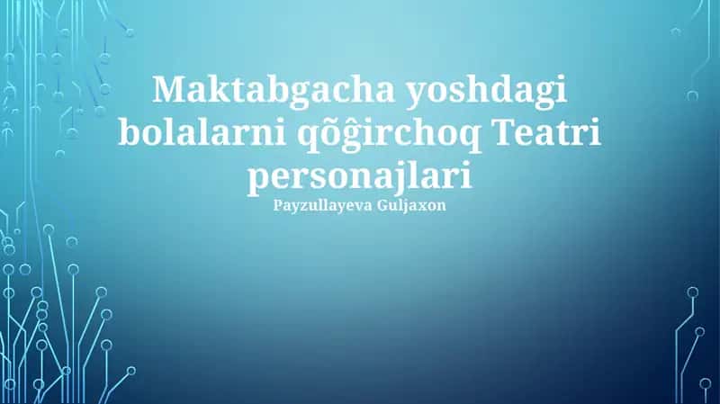 Maktabgacha yoshdagi bolalarni qo'g'irchoq Teatri personajlari 1