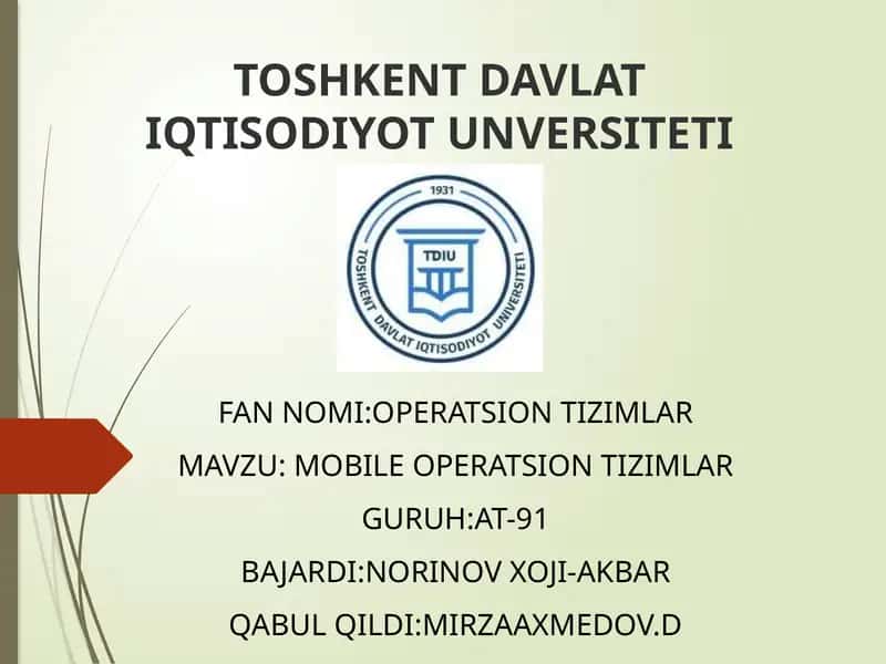 OPERATSION TIZIMLAR 1