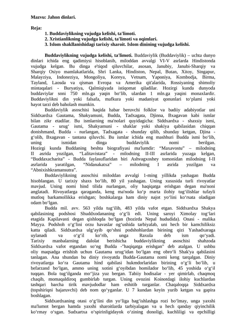 Buddaviylikning vujudga kelishi, ta'limoti 1
