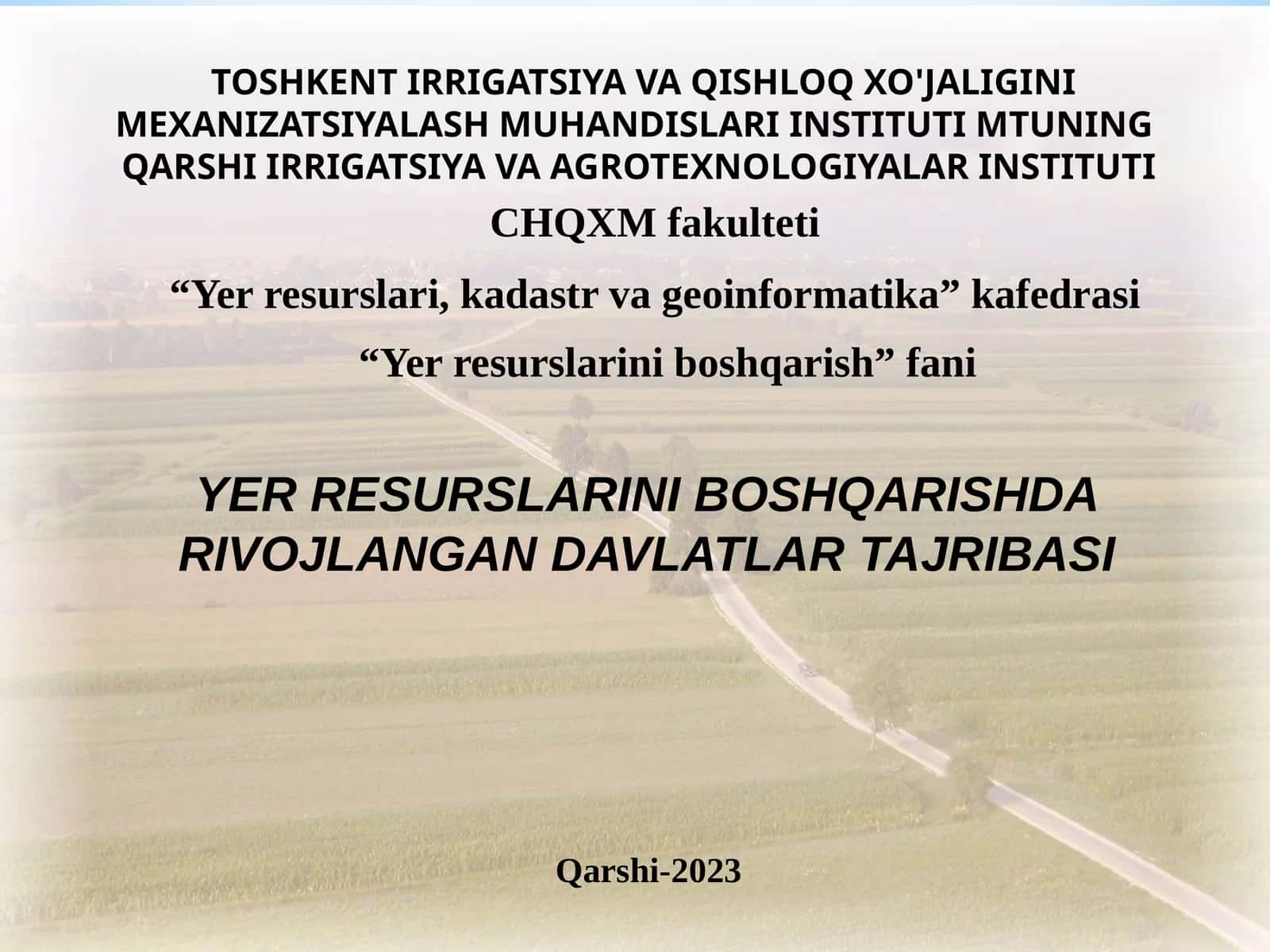 Yerresurslariniboshqarishda Rivojlangan Davlatlar Tajribasi 1