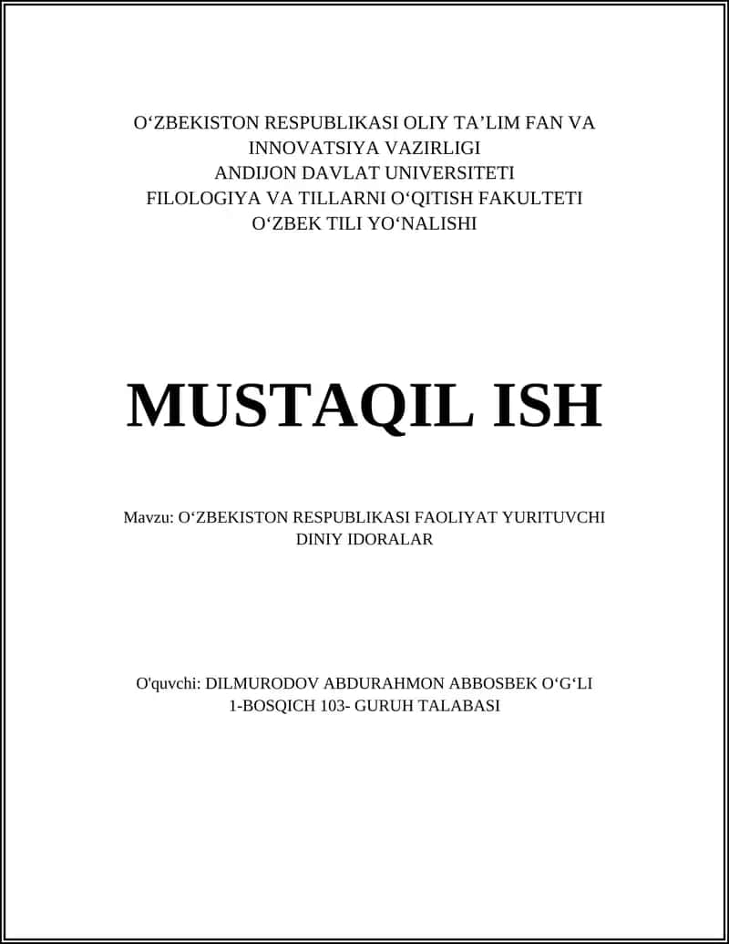 OʻZBEKISTON RESPUBLIKASI FAOLIYAT YURITUVCHI DINIY IDORALAR 1