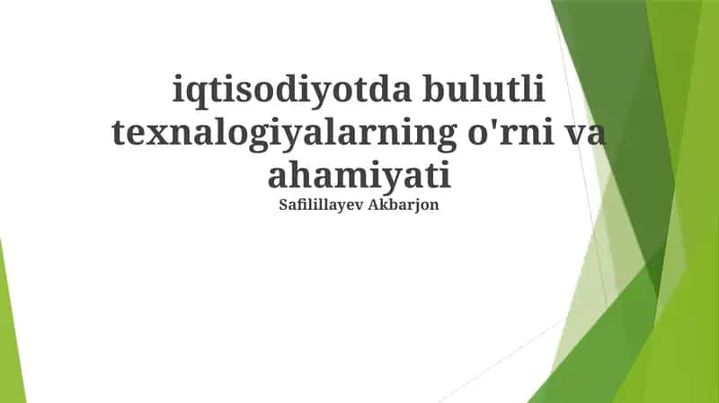 Bulut Texnologiyalarining Iqtisodiyotdagi O'rni 1