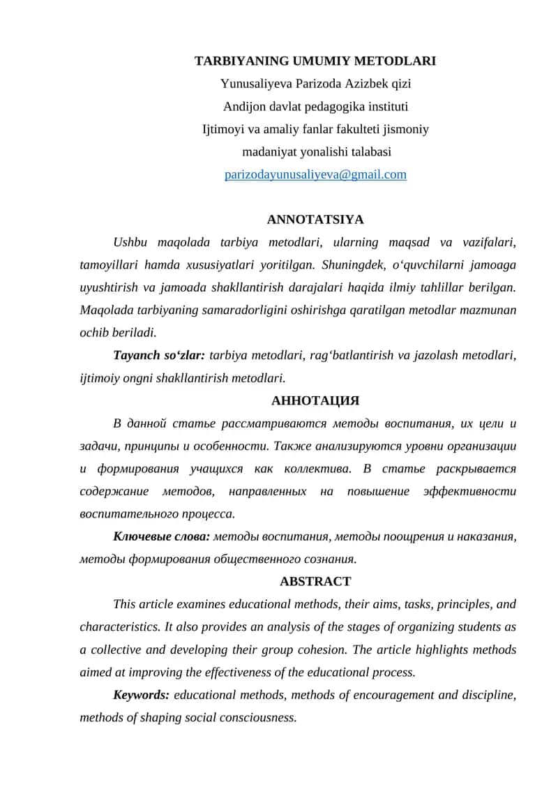 TARBIYANING UMUMIY METODLARI 1