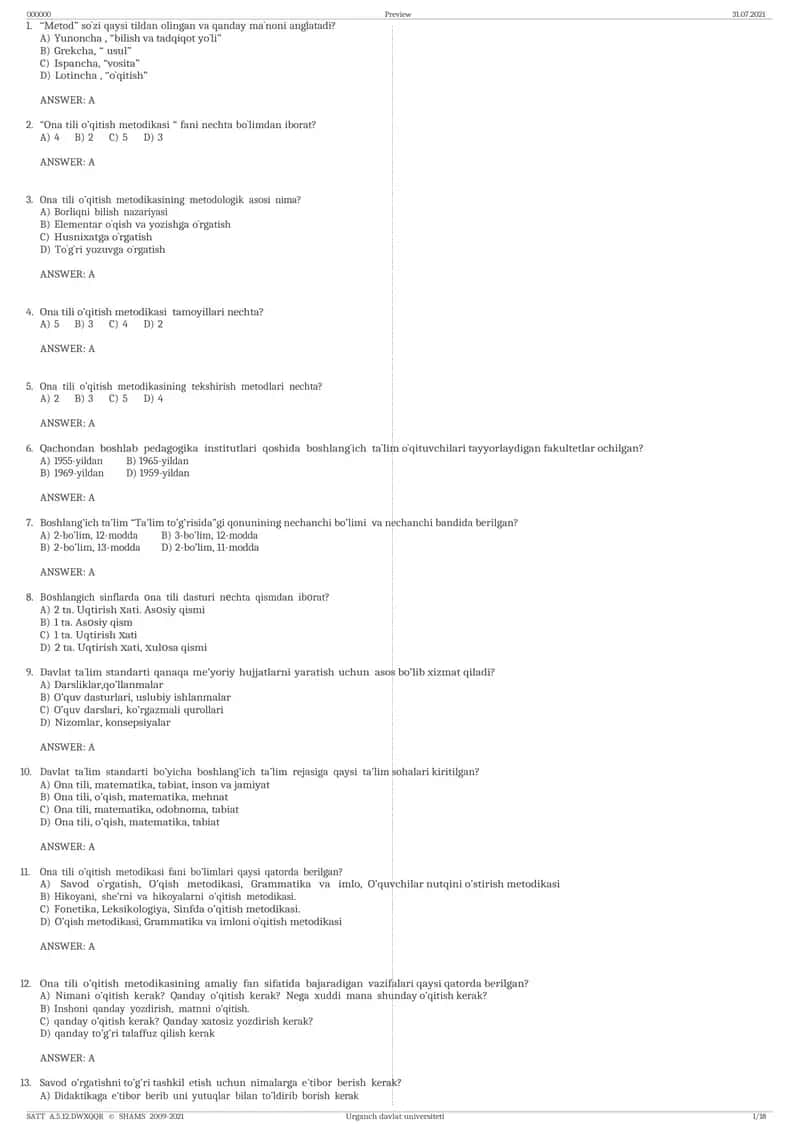 Ona tili o’qitish metodikasi 1