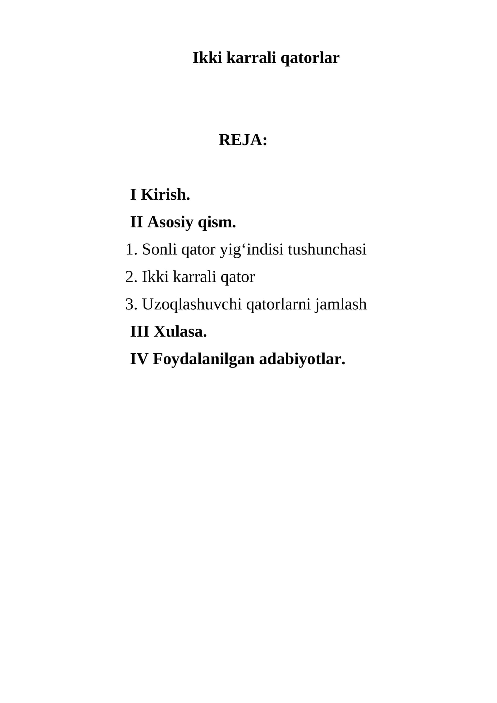 Ikki karrali qatorlar 1