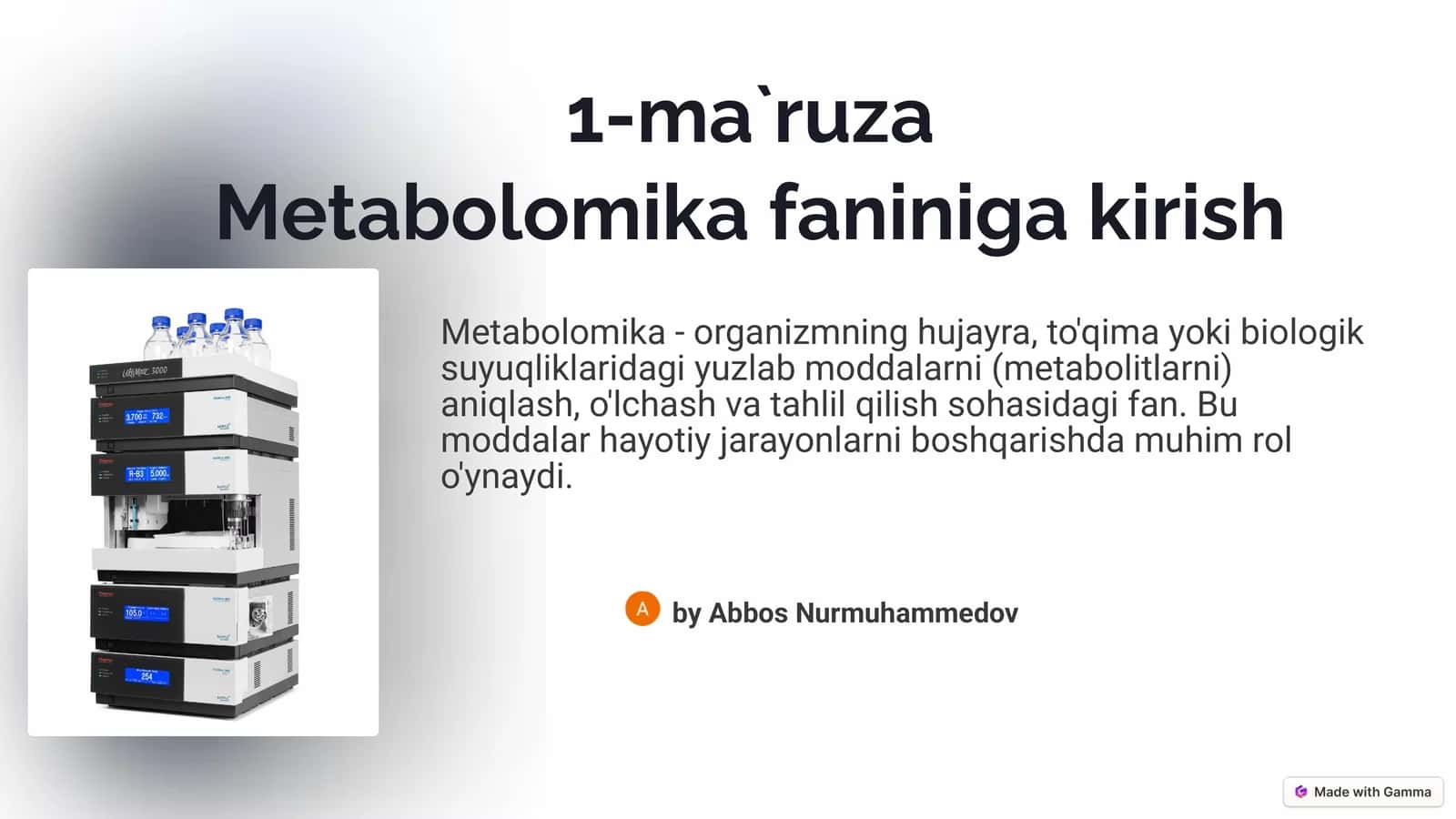 Metabolomika - Metabolomikafaninigakirish 1