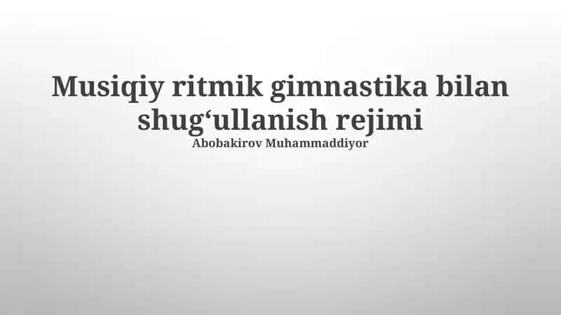 Musiqiy ritmik gimnastika bilan shugʻullanish rejimi 1