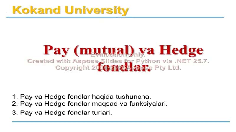 Pay (Mutual) va Hedge fondlar 1