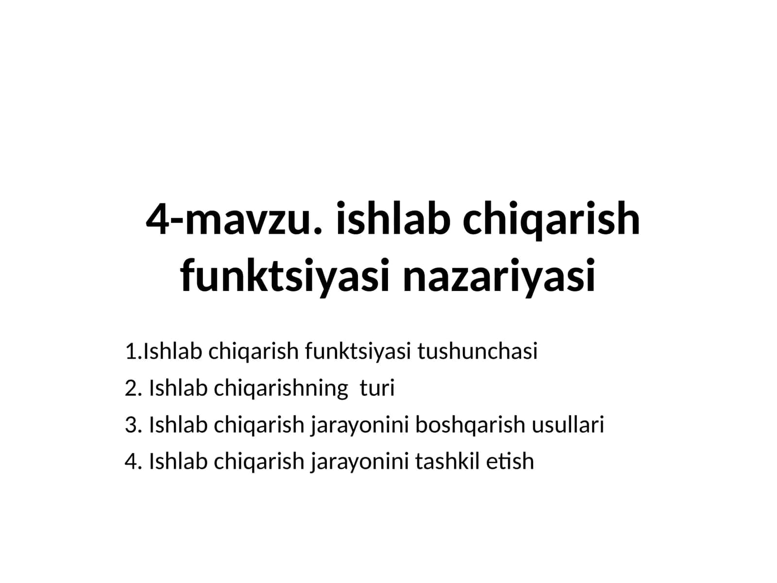 Ishlab chiqarish funktsiyasi nazariyasi 1