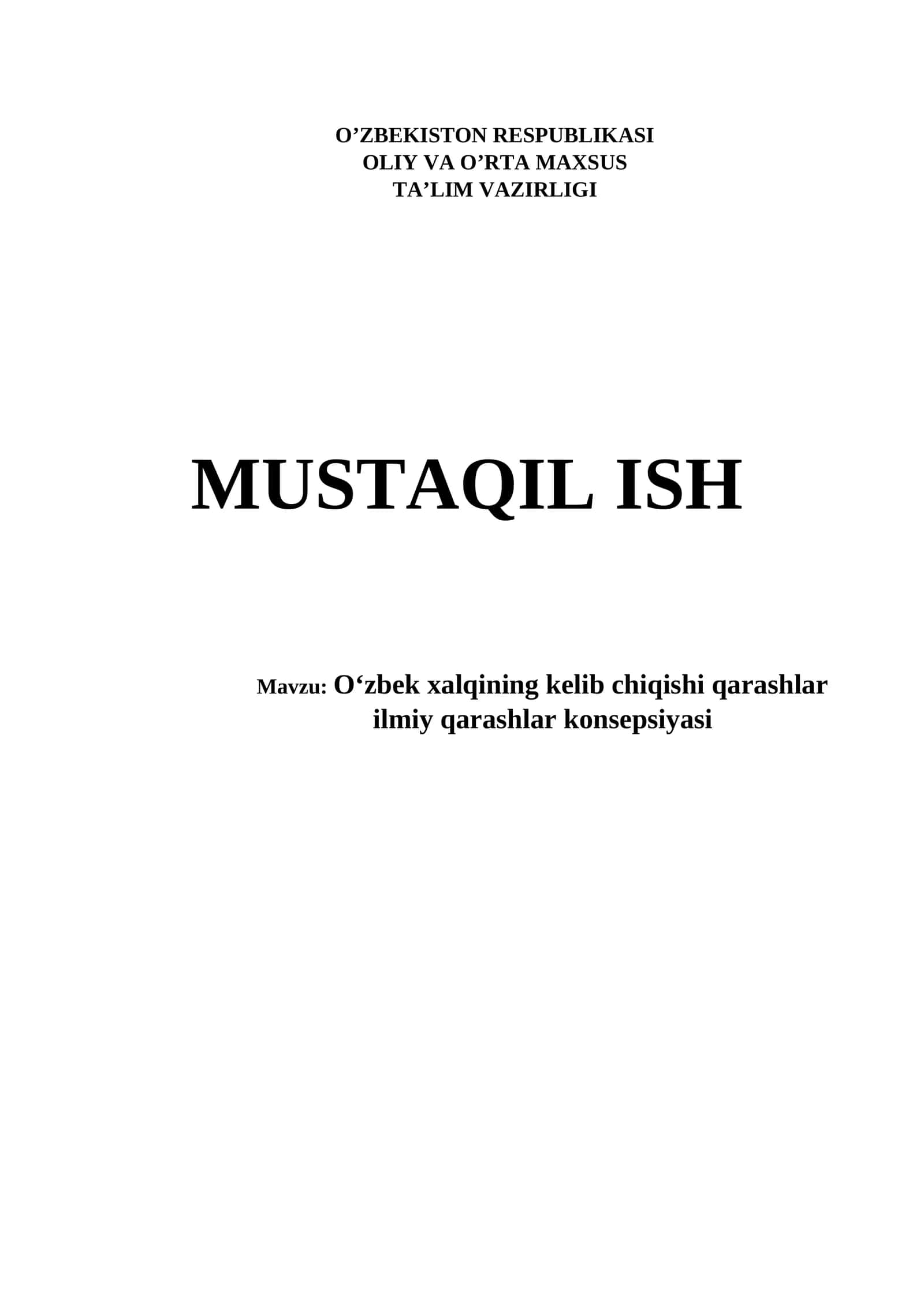 Oʻzbek xalqining kelib chiqishi qarashlar ilmiy qarashlar konsepsiyasi 1