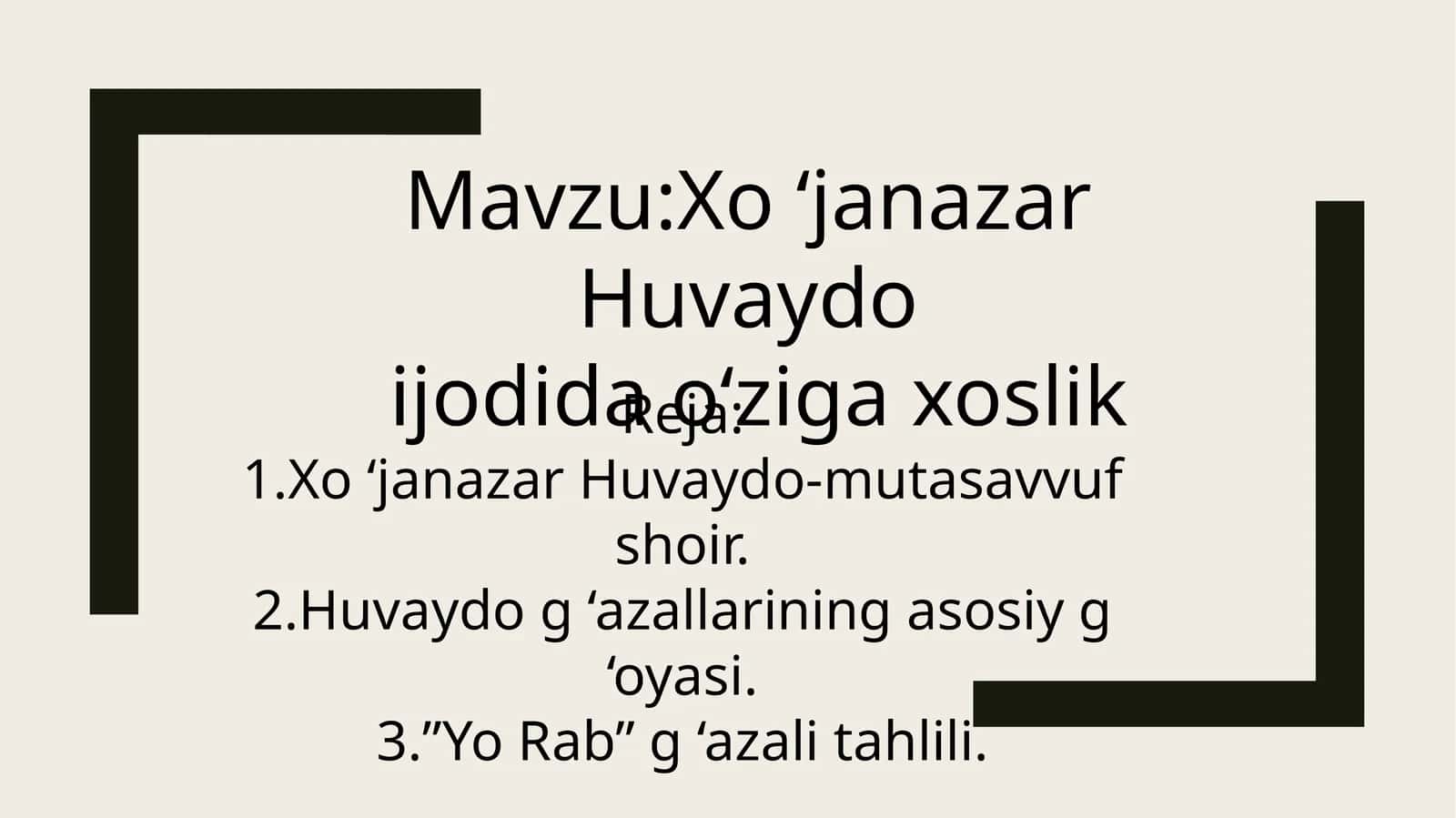 Xo'janazar Huvaydo 1
