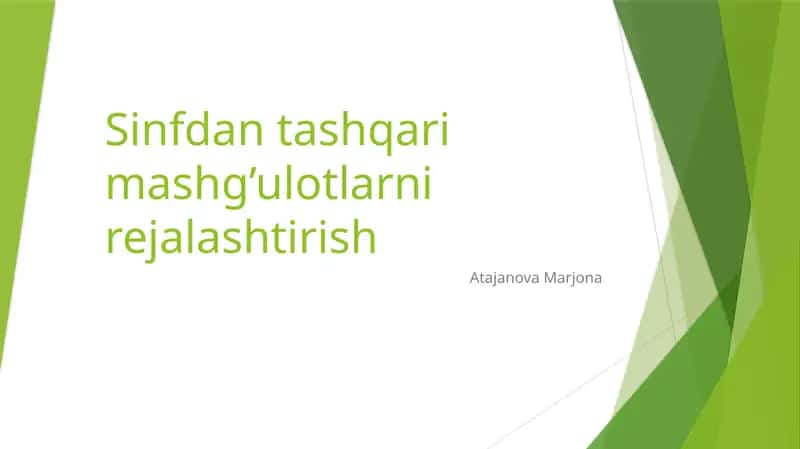 Sinfdantashqarimashg’ulotlarni rejalaştirish 1