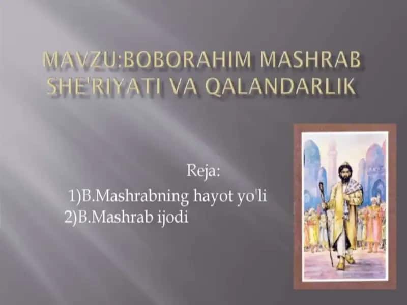 Boborahim Mashrab she'riyati va Qalandarlik 1