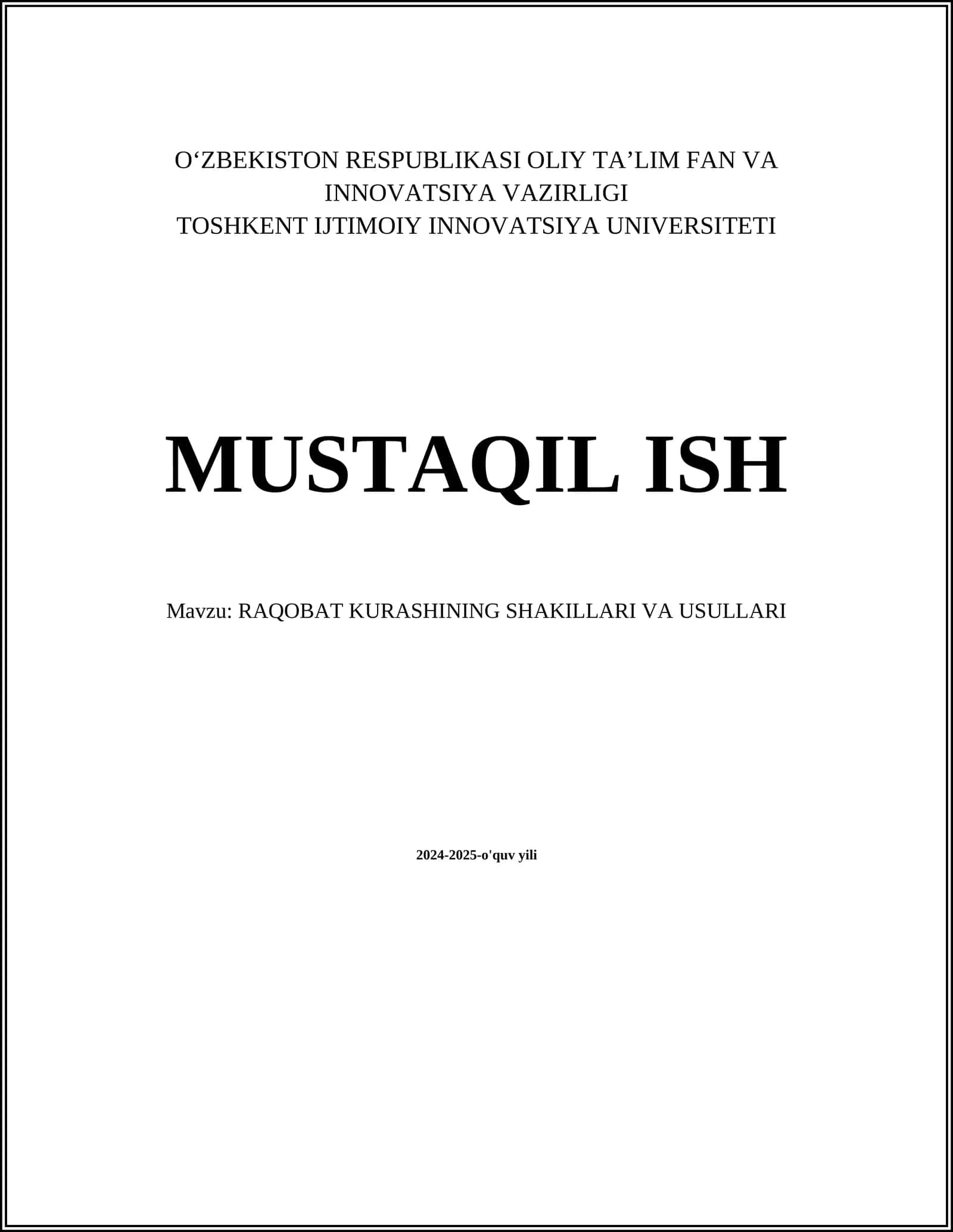RAQOBAT KURASHINING SHAKILLARI VA USULLARI 1