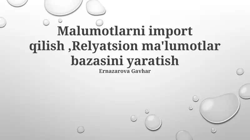 Relatsion ma'lumotlar bazasini yaratish 1