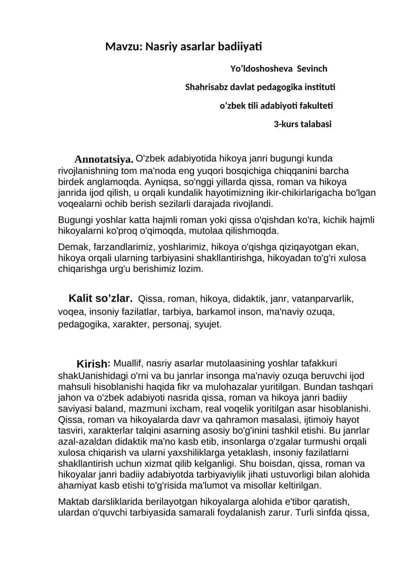 Nasriy asarlar badiiyati 1