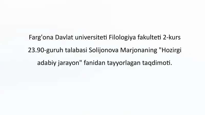 "Hozirgi adabiy jarayon" 1
