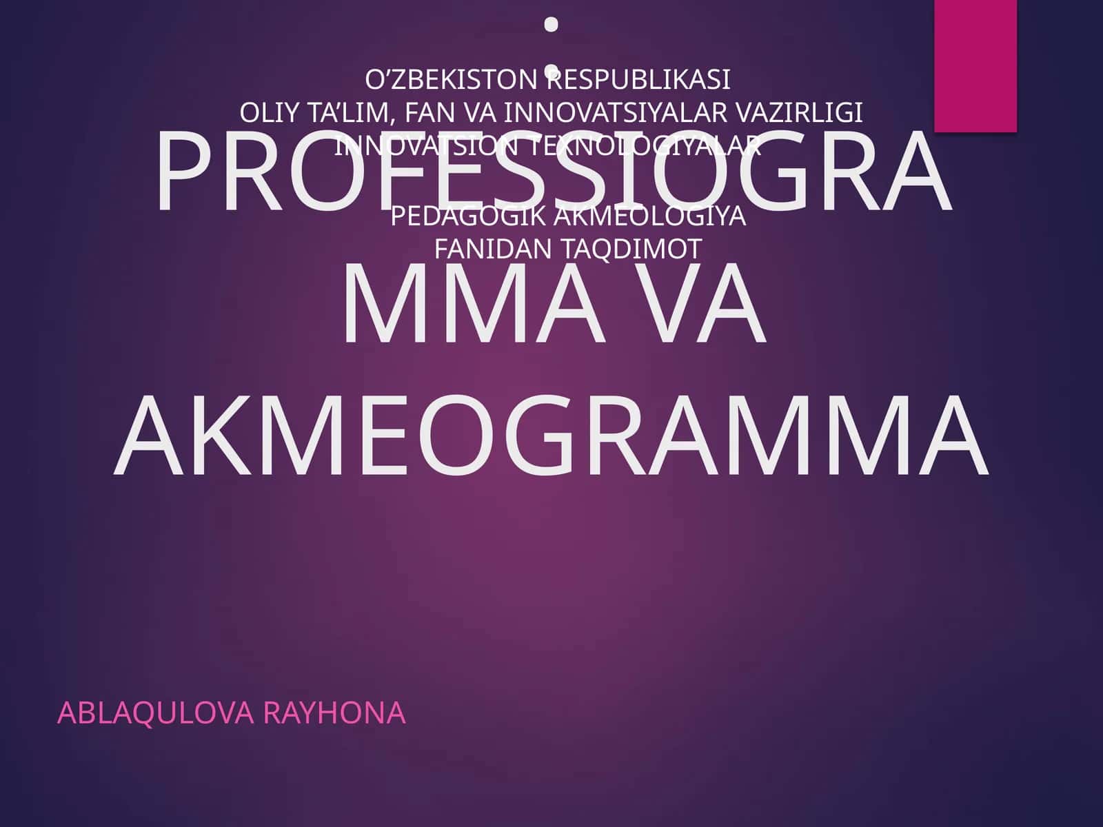 PROFESSIOGRAMMA VA AKMEOGRAMMA 1
