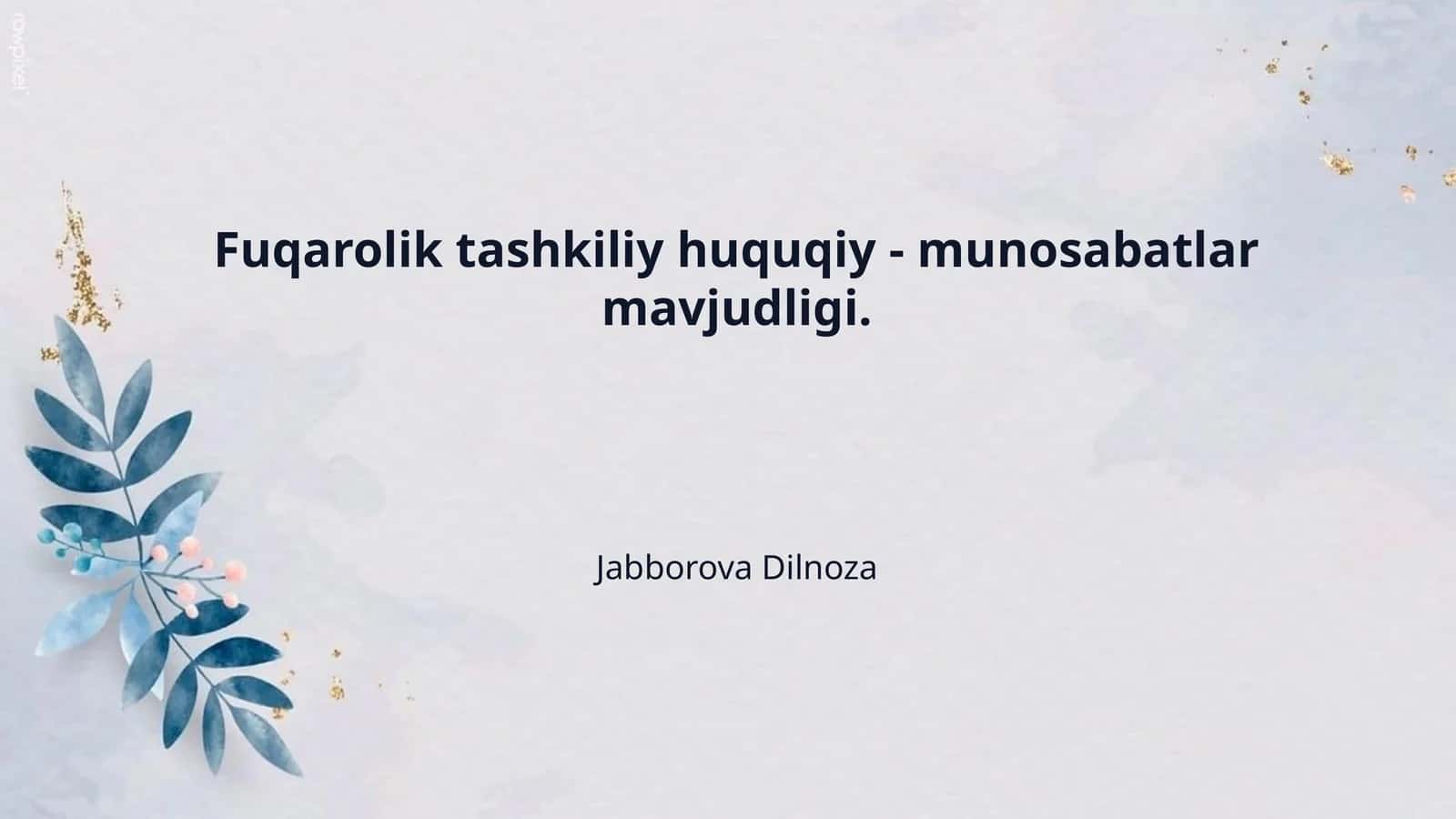 Fuqarolik tashkiliy huquqiy - munosabatlar mavjudligi. 1