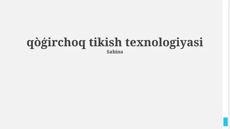 Qo'g'irchoq Tikish Texnologiyasi 1
