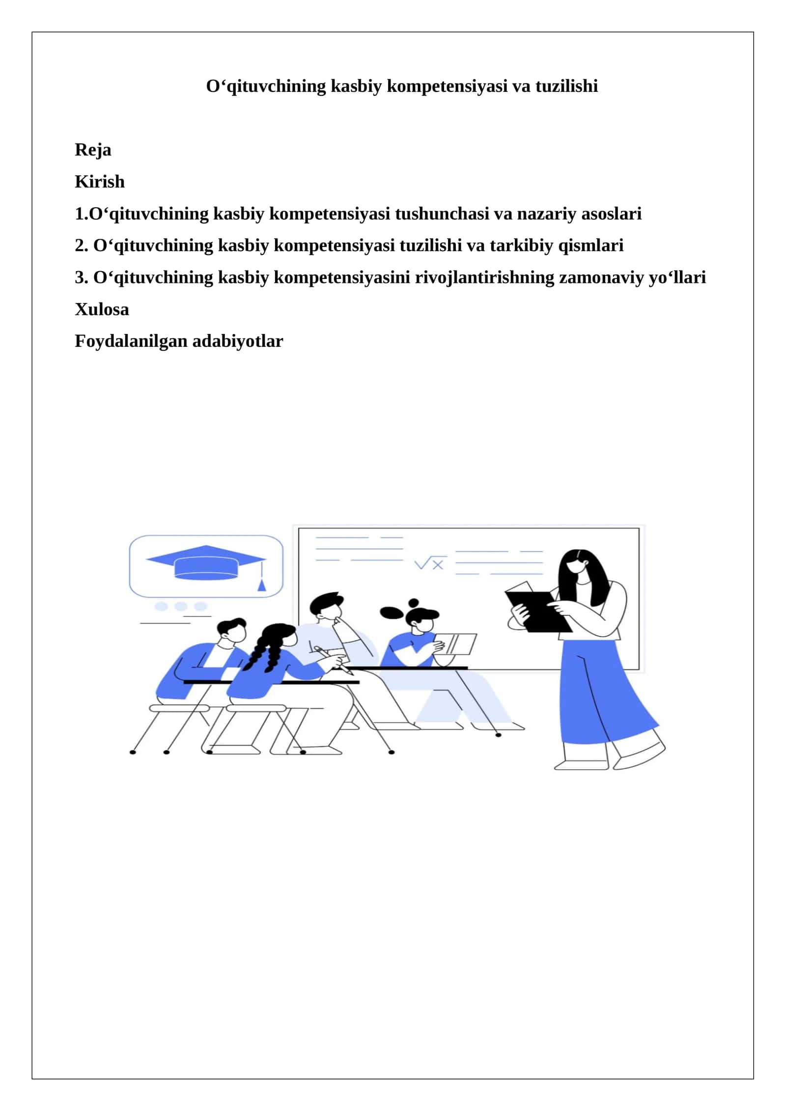 O‘qituvchining kasbiy kompetensiyasi va tuzilishi 1