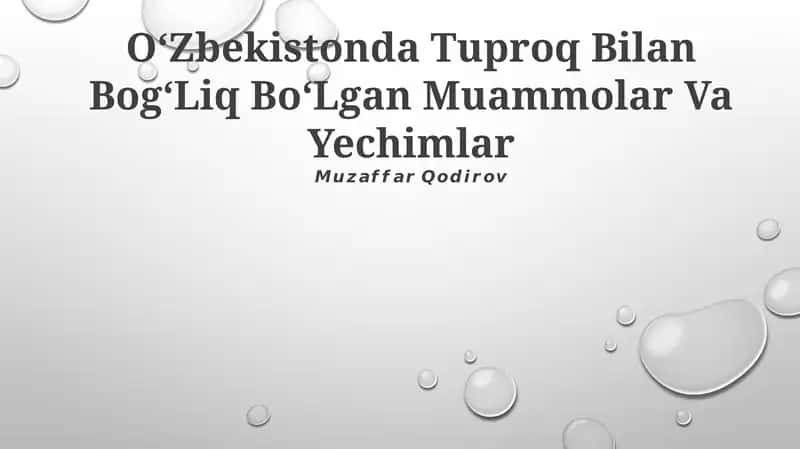 Oʻzbekistonda Tuproq Bilan BogʻLiq BoʻLgan Muammolar Va Yechimlar 1