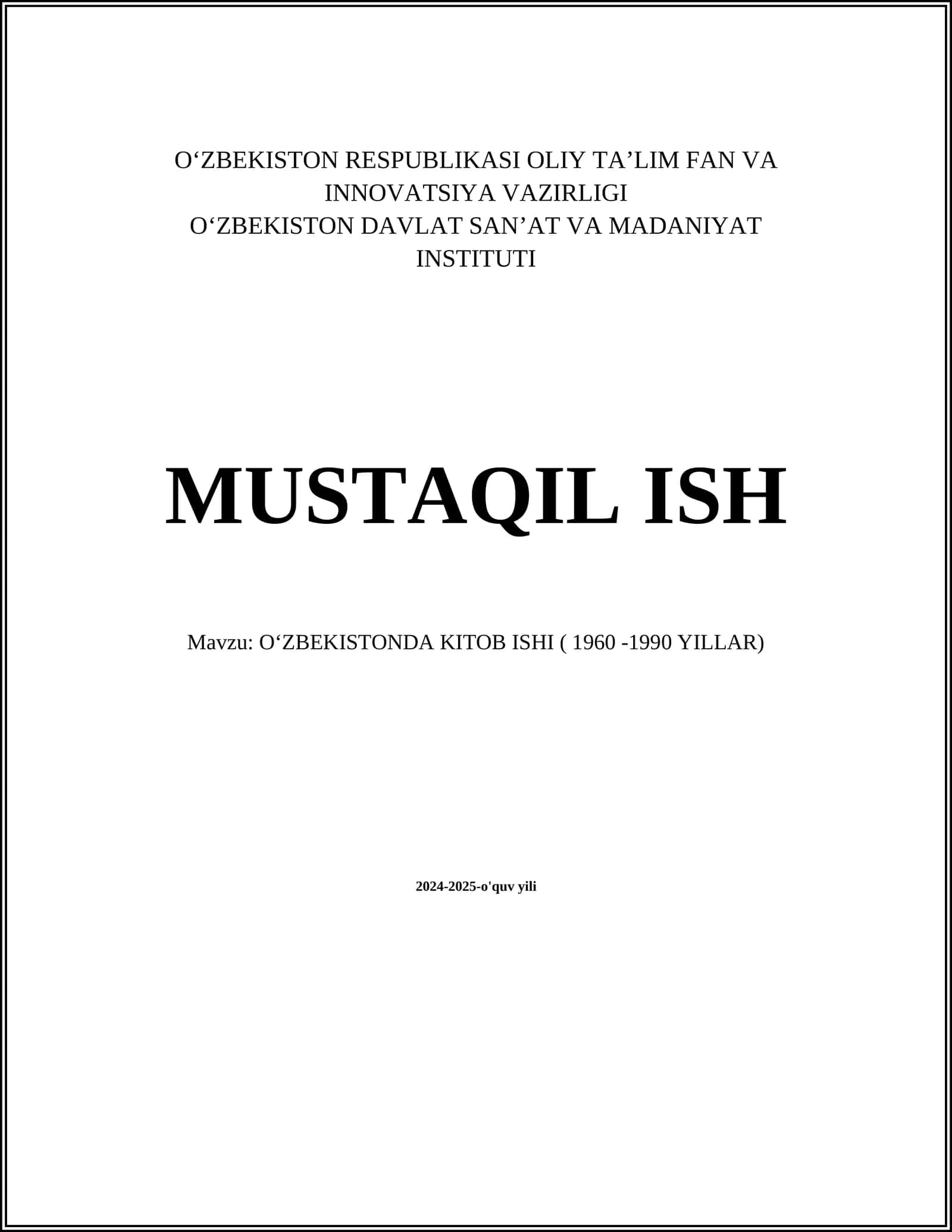 Oʻzbekistonda Kitob Ishi (1960-1990 YILLAR) 1