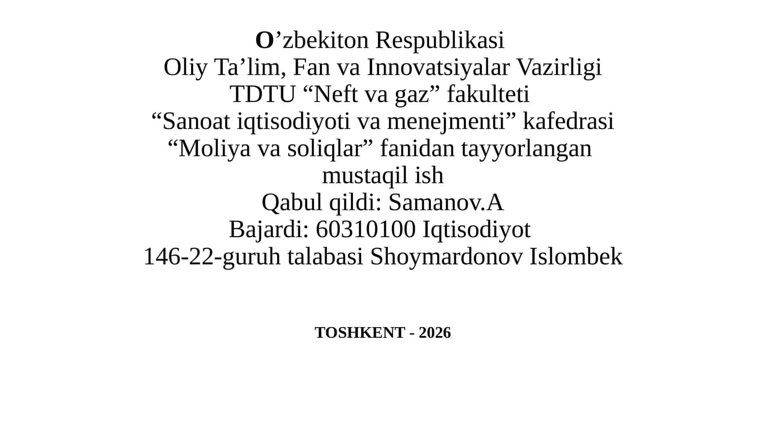 Savdova umumiy ovqatlanish korxonalarini soliqqa tortish 1
