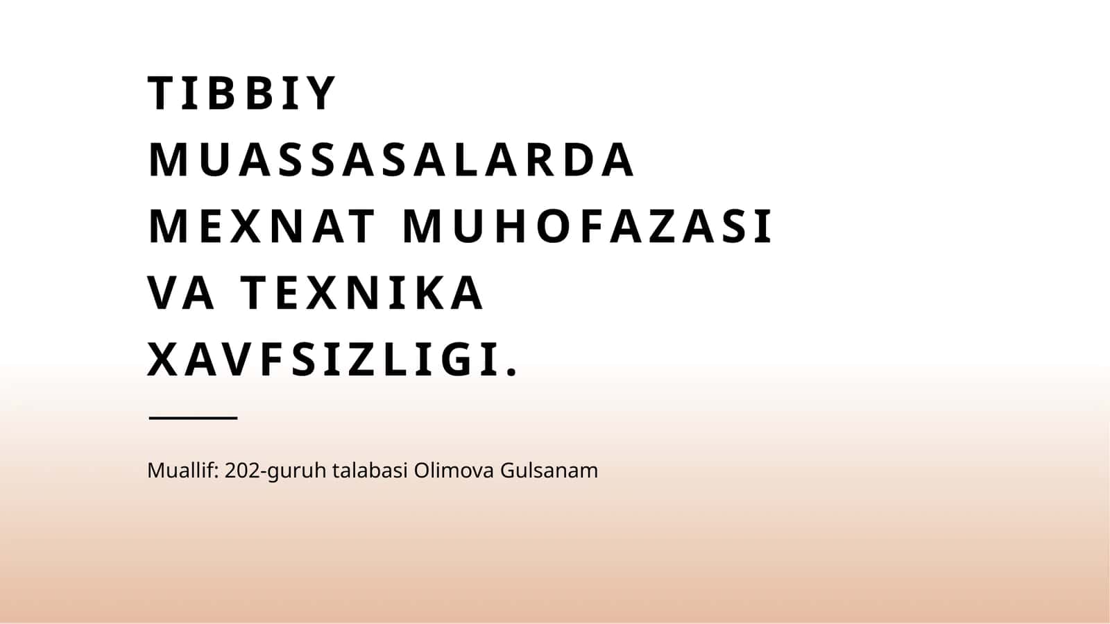 Tibbiy muassasalarda mexnat muhofazasi va texnika xavfsizligi 1