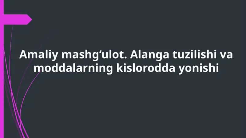 Alanga tuzilishi va moddalarning kislorod daroyish ixtirolari 1
