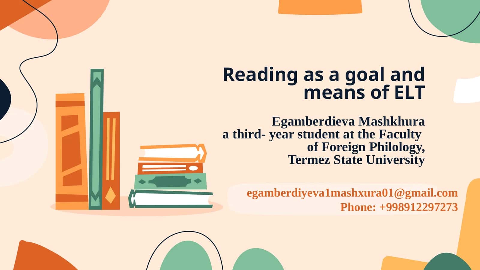 Reading as a goal and means of ELTE 1