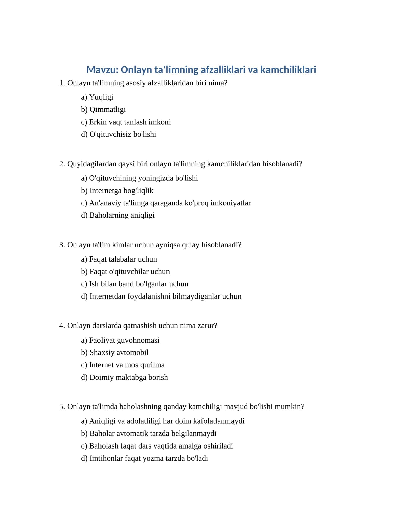 Onlayn ta'limning afzalliklari va kamchiliklari 1