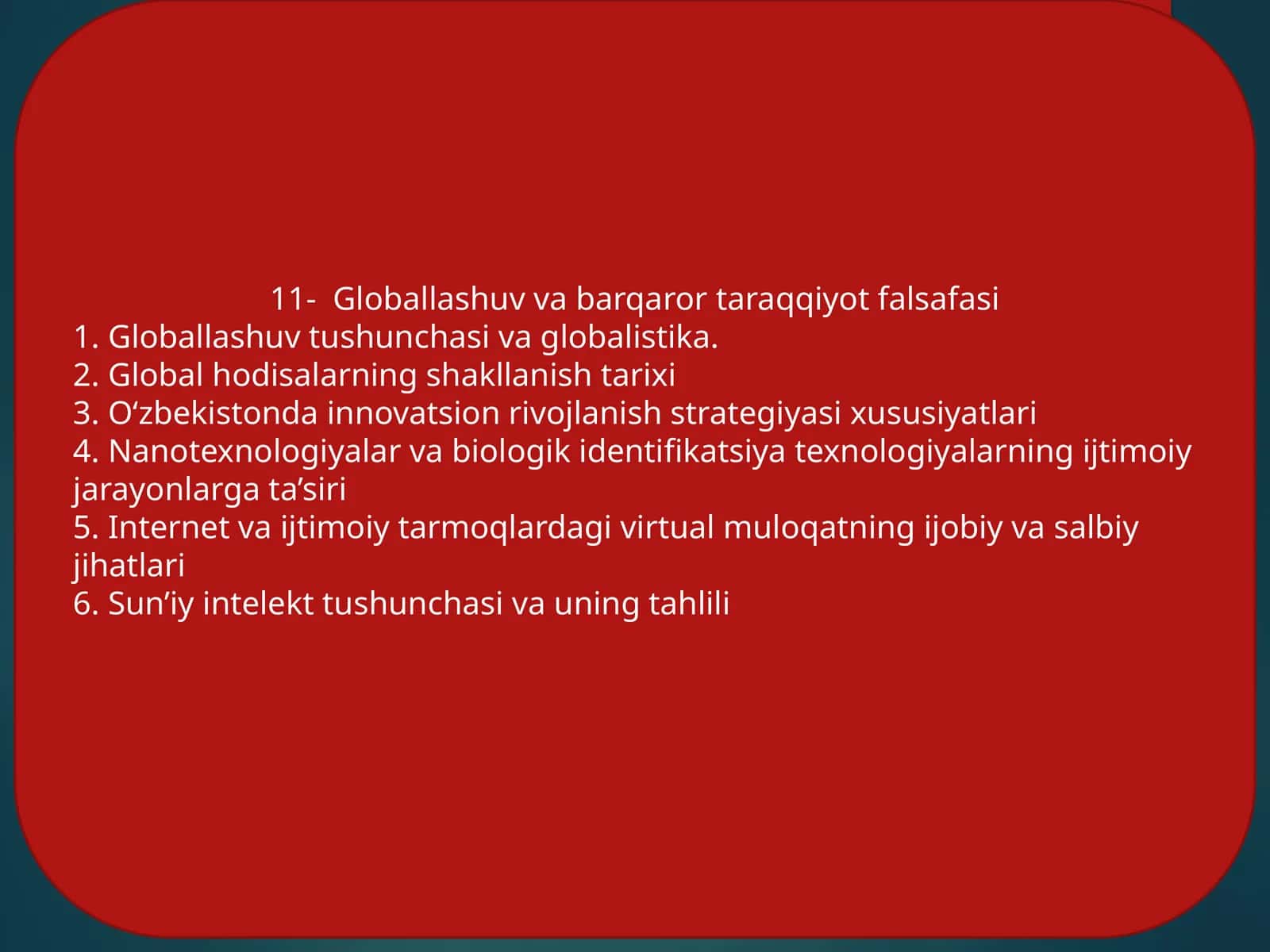 Globallashuv va barqaror taraqqiyot falsafasi 1
