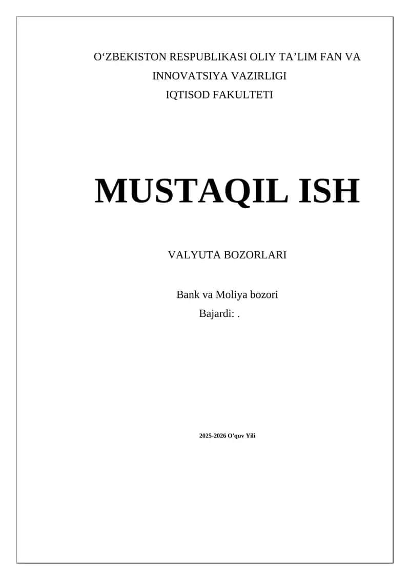 Valyuta Bozorlari 1