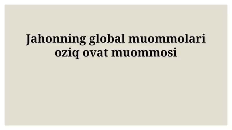Oziq-ovqat muammosi 1